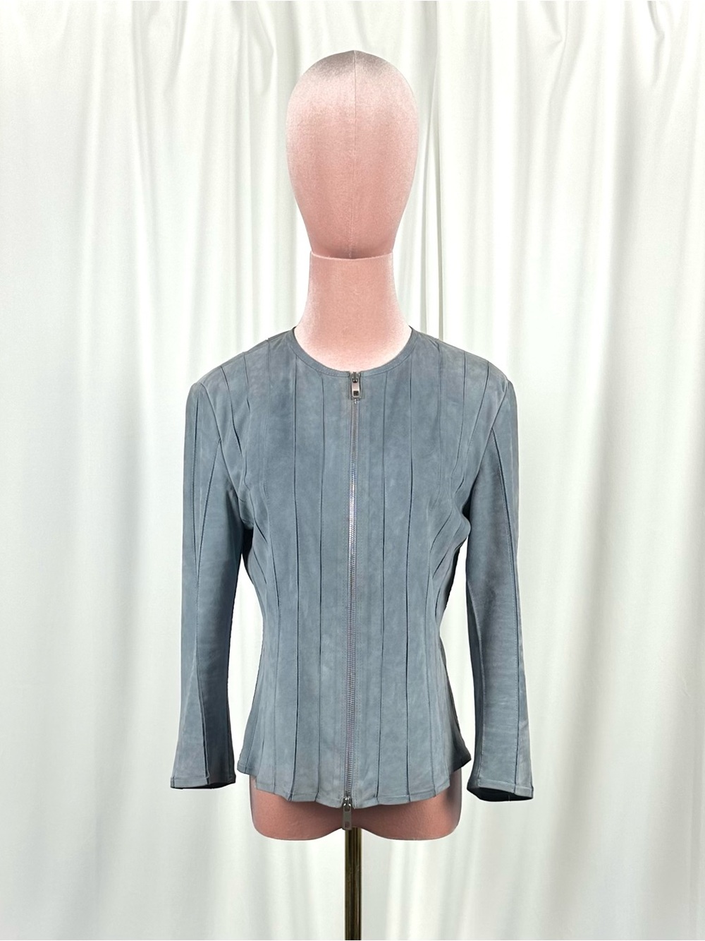 DESA Blue Suede Paneled Designer Jacket Size 6